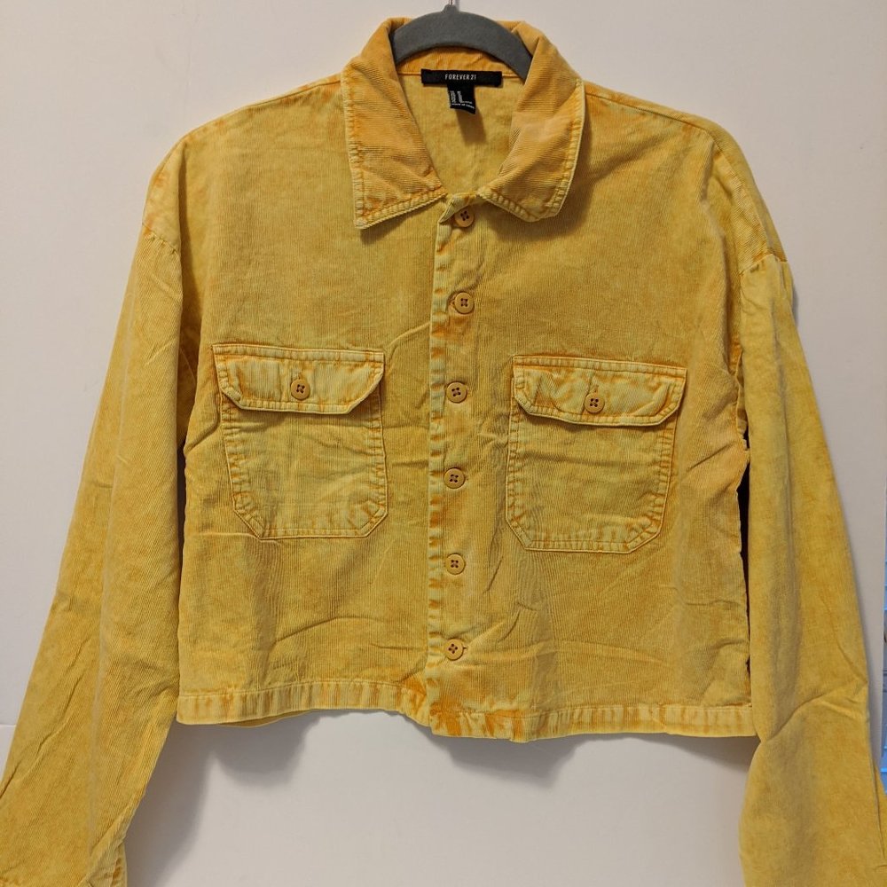 Forever 21 Yellow Cropped Corduroy Top | F21